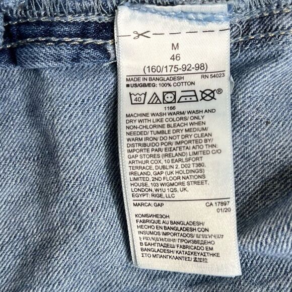 Gap Blue Denim Overall Shorts Shortalls Light Wash Cotton Women Medium Raw Hem - Picture 8 of 13